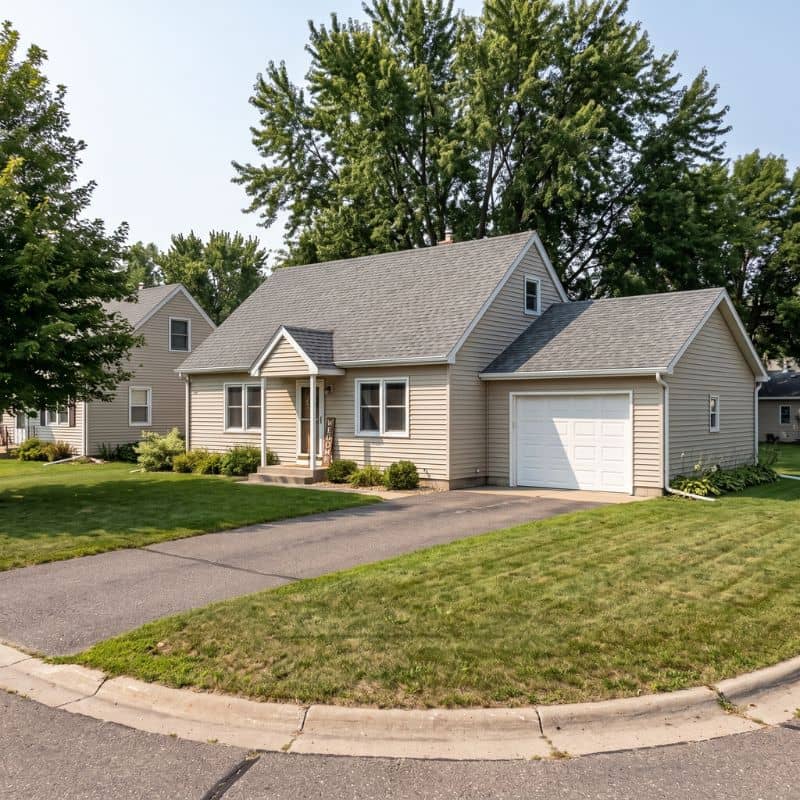 White single-car garage door serviced by After Hours Garage Doors in Cosmos, MN