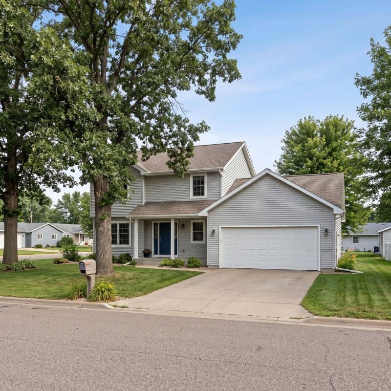 White double garage door serviced by After Hours Garage Doors in Dassel, MN