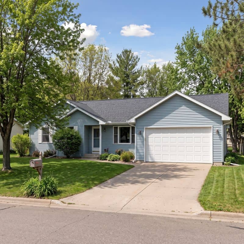 White double garage door serviced by After Hours Garage Doors in Eagle Bend, MN