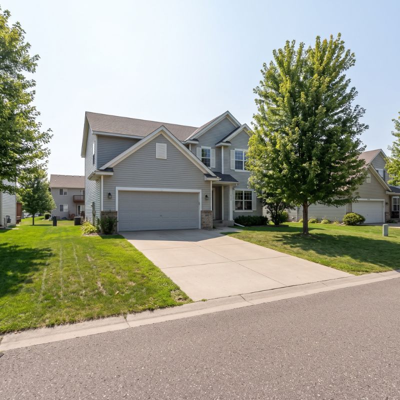 Gray double garage door serviced by After Hours Garage Doors in St. Cloud, MN